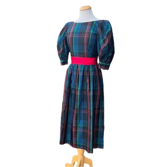 VINTAGE Lanz Originals plaid formal midi dress|XS - Picture 5 of 10